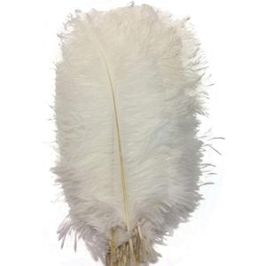 MELADY Pack of 50pcs Natural Ostrich Feathers 12-14inch for Home Wedding Party Decoration (White)