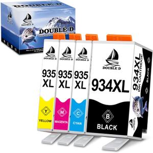 DOUBLE D 934 and 935 Ink Cartridges Compatible Replacement for HP 934XL 935XL High Yield for HP Officejet Pro 6830 6230 6835 6812 6815 6820 6220 6800 (1 Black,1 Cyan,1 Magenta,1 Yellow)