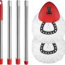 2 Spin Mop Head Replacement, 1 Base, 1 Mop Handle (30-58in) Combo Mops Set Compatible with OCedar EasyWring RinseClean Microfiber Mops (White (1-Tank System))