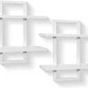 PHOENANCEE Floating Shelves for Wall,Display Hanging Shelf Set of 2,Modern Decorative Plants Shelves,Wood Home Decor Storage Chic for Living Room Bedroom Bathroom Office,Oak Frame,2-Tier,White