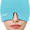 EXQUISLIFE Migraine Headache Relief Cap, Gel Ice Head Wrap, Hot and Cold Therapy, Headache Eyes Mask for Sinus, Puffy Eyes, Tension and Stress Relief (Blue)