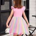 Flypigs Toddler Tutu Dress Girls Ruffle Tulle Dresses Cute Summer Party Princess Sundress (Pink, 130)