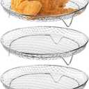 Elsjoy 3 Pack 8 Inch Round Air Fryer Racks, Stainless Steel Air Fryer Mesh Tray Stackable Dehydrator Racks, Fits 4.2-5.8 QT Air Fryers, Oven