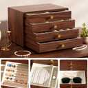 GENUINED Large Black Walnut Wooden Jewelry Box for Women, Anniversary, Birthday, Mothers Day Gifts, High End Wood Jewelry Organizers and Storage(4 Layer)