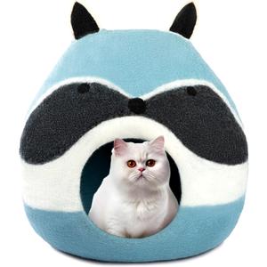 Luxurious Merino Wool Cat Cave - Foldable Hideaway Pod for Indoor Cats - Premium Felt Kitten Pet Enclosure - Covered Cat House for Ultimate Cozy Comfort by Woolygon (Racoon)