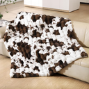 PLUUSHUU Faux Fur Throw Blanket for Couch, Fluffy Fuzzy Plush Bubble Blanket, Soft Warm Cozy Shaggy Rabbit Blanket, Luxury Decorative Gifts for Sofa Bedroom Living Room, 60x50inch (Cow Print - Brown)
