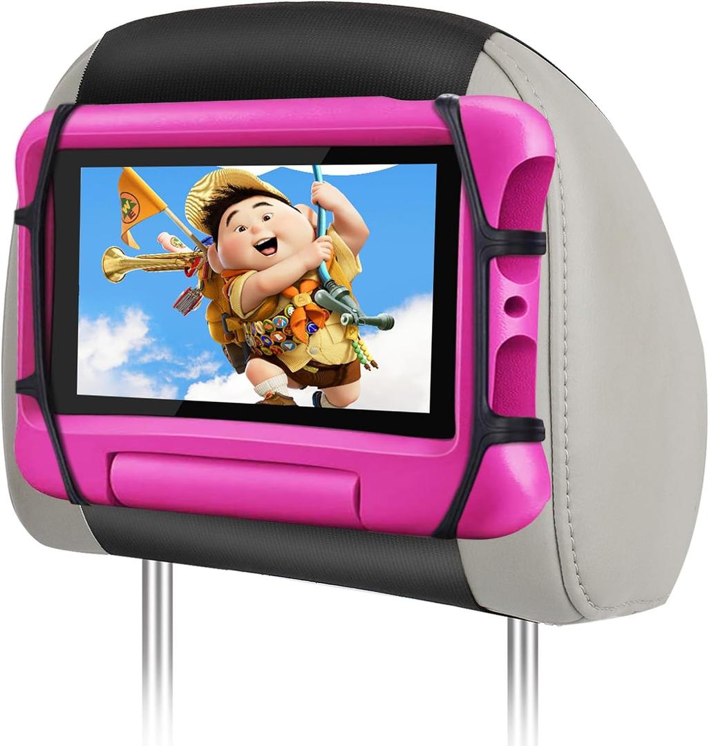 WONNIE Tablet Holder for Car, Upgraded iPad Holder for Car Mount Headrest, iPad Mount Back Seat for Kids with Anti-Slip Strap, Silicone Holding Net/Fits All 7-12.9'' Tablets