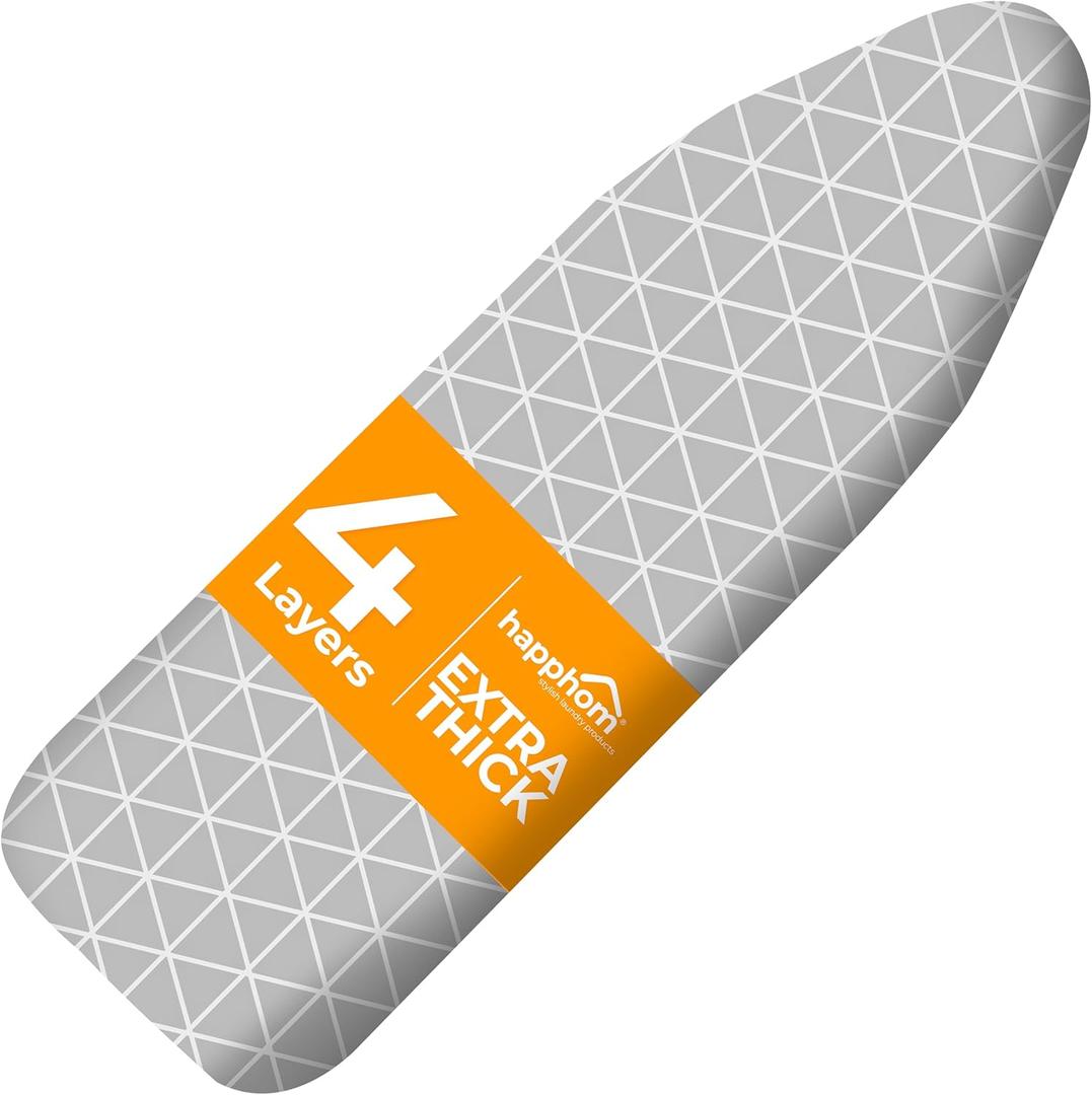 13" x 43" Ironing Board Cover and Pad Extra Thick Heavy Duty Padded with Extra White Superior Felt Scorch and Stain Resistant with Elasticized Edges, Compatible with 12"-14" Wide 42"-44" Length