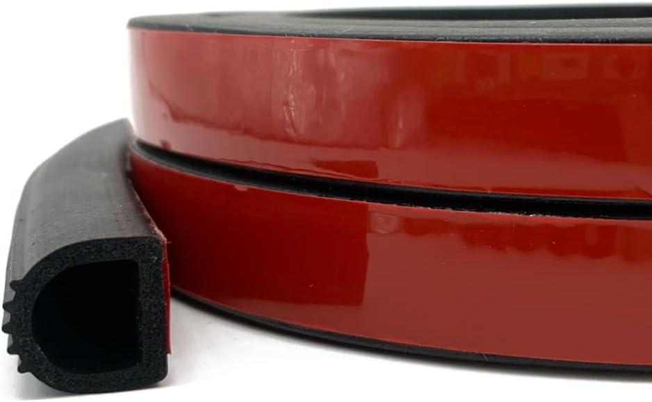 D Shape Rubber Weather Stripping, Self-Adhesive Seal Strip, Rubber Gasket for for RV, Auto, Boat, Garage Door/Window, Machinery and More, W:0.59" x H:0.55", L:26Ft