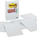 Post-it Super Sticky Notes, 6 Grid Lined Sticky Note Pads, 4 x 6 in, School Supplies, Office Products, Notes for Vertical Surfaces, Monitors, Walls and Windows, White with Blue Grid
