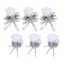 uxcell 3 Wrist Corsage and Boutonnieres Set Handmade Corsages for Wedding, White/Silver