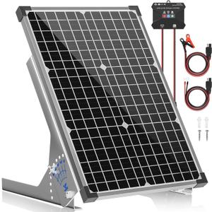 Voltset 30W Solar Panel Kit, 12v Solar Battery Trickle Charger Maintainer + 10A MPPT Charge Controller + Adjustable Mount Bracket,Waterproof Solar Panel Battery Charger for Car Boat Marine RV Roof