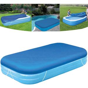 Inflatable Pool Cover for 120in x 72in Rectangle Swimming Pool, Rectangular Pool Covers, Built-in Elastic Dustproof Rainproof Foldable Above Ground Pool Cover (Blue, 120in x 72in)