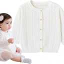Simplee kids Baby Girl Thin Sweater Solid Cardigans Baby Girls Long Sleeve Coat Cardigan for Fall, 6-12Months
