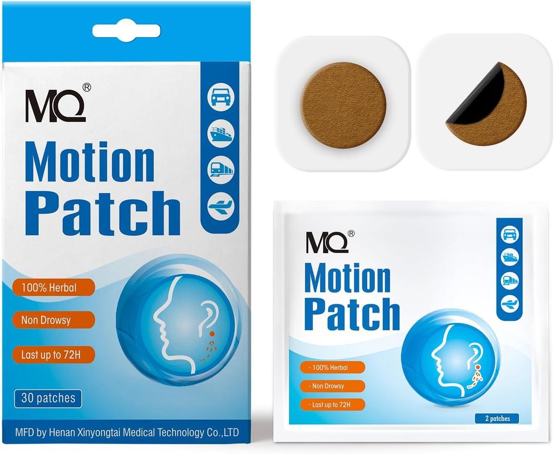 2 x MQ Motion Sickness Patch,30 Count,Non Drowsy Sea Sickness Patches Behind Ear for Cruise Ship Travel, Waterproof Car Sick Patches Fast Acting & Long Last 72H