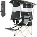 Nice C Chair with Canopy, Umbrella Chairs, Chair with Shades, Sports Chairs, w/Removable Footrest, Cooler Bag, Cup Holder for Camping, Fishing, Sports, Beach (1-P Green)