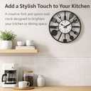 16 Inch Black Metal Kitchen Wall Clock, Modern Creative Cutlery Fork and Spoon Decor Clock, Silent Non-Ticking, Battery Operated, for Kitchen and Dining Room Wall Decor,Ideal Housewarming Gift