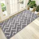 OLANLY Front Door Mat 47x23, Low-Profile Easy Clean Doormat, Grey