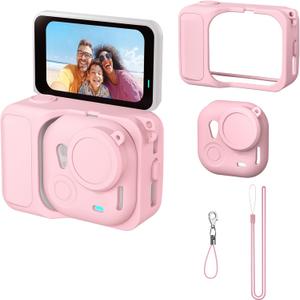 Silicone Protective Cover Case for Insta360 GO Ultra Action Camera Waterproof Silicone Case with Lens Cap & Lanyard for Insta360 GO Ultra Accessories (Pink)
