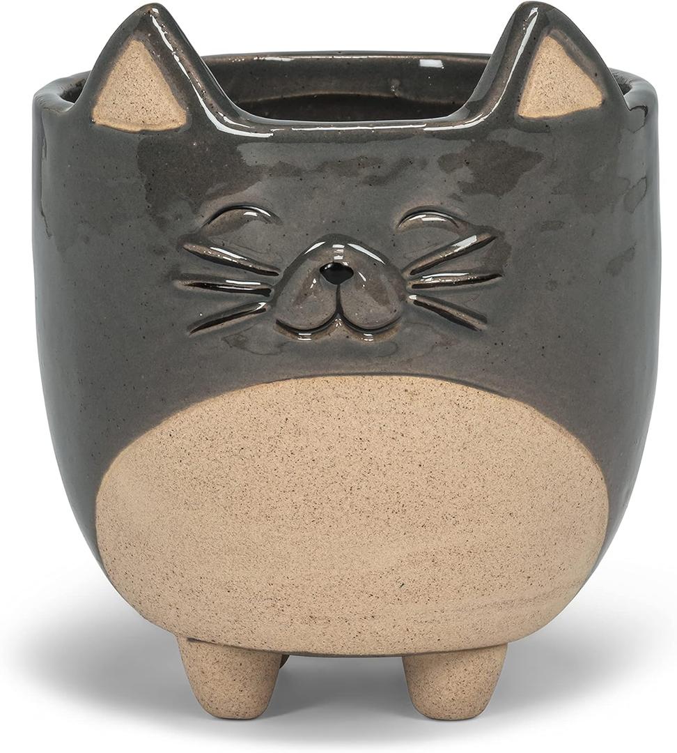 Abbott Collection Stoneware Cat on Legs Planter - Large (5" H)