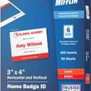 Mifflin-USA Name Badge Inserts, 3"x4" or 4"x3" Badge Inserts (300 Cardstock Refills, 50 Sheets), Compatible with Inkjet, Laser Printer, and Printable Sheets