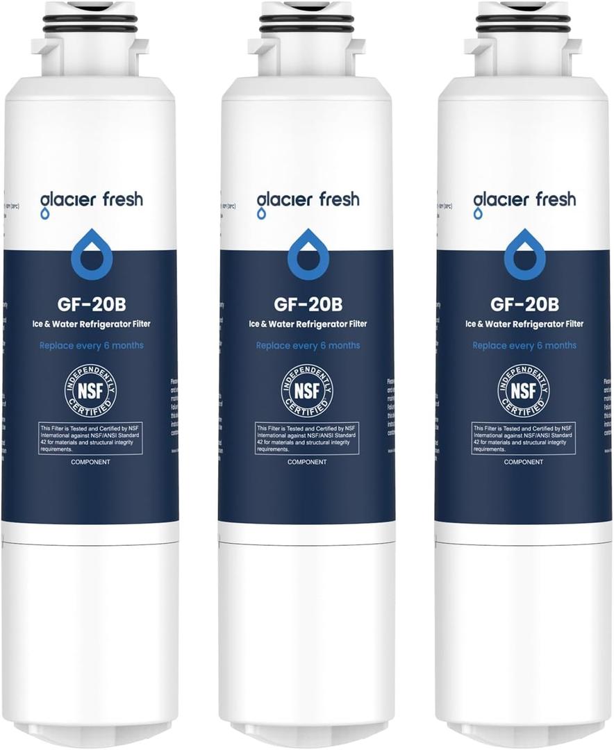 GLACIER FRESH Compatible with Samsung DA29-00020B Refrigerator Water Filter, DA29-00020A/B, DA29-00020B-1, HAF-CIN/EXP, 46-9101, RF4267HARS For French Door Fridge Kitchen (3 PACK)