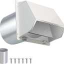 5 Inch Hooded Wall Vent with Screen and Damper,5" Vent Hood Wall Exhaust Vent Cover,Dryer Vent Cover Outside,5"Vent Cover Exterior Wall Vent Cap for Range Hood Kitchen Air Ventilation,Galvanized Steel (White)