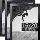 KTKDE 16x20 Picture Frame Wooden Black,Poster Frames with Polished Plexiglass, Wall Gallery Photo Frames Decorating for Minimalist Style Suitable,Any Style Best Gift