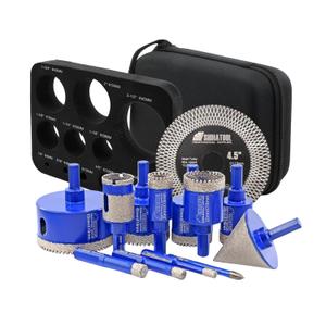 SHDIATOOL Diamond Drill Bits Kit - Core Bits Hole Saw Sets,Mould Guide for Drilling Porcelain Tile Marble Ceramic Granite with Hollow EVA Guide Jig 13pcs(6/8/10/20/28/32/35/45/65/25MM/2in+4.5in+6mm)