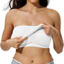 ZeroBound Tube Tops for Women with Built-in Shelf Bra Basic Backless Strapless Top, Bandeau Going Out Crop Tops, Cute Sleeveless Y2K Summer Clothes White Small