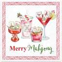 JarThenaAMCS 50Pcs Christmas Mahjong Party Cocktail Napkins Disposable Paper Napkin Merry Mahjong Martini Beverage Napkin for Xmas Birthday Bachelorette Bridal Shower Party Decor