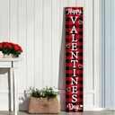 Valentines Porch Sign Valentines Day Porch Decor Outdoor Decorations Buffalo Plaid Wooden Door Decorations Indoor Outside Welcome Sign for Front Door 46.8 Inch