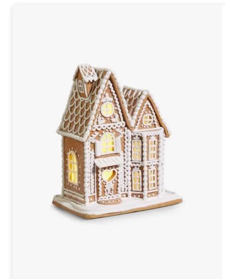 Christmas lighted gingerbread house figurine