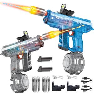 2 Pack Electric Water Gun for Adults Kids: Light Up Automatic Squirt Guns, 26-32FT Long Range, 800CC Large Capacity, Summer Outdoor Pool Games for Ages 8-12, Beach Backyard Family Party Toys Gift boy
