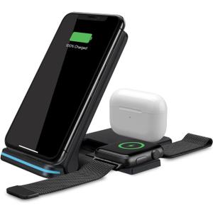 iLive 3-in-1 Wireless Charging Stand Black