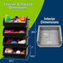 ReadySpace Extra Large Plastic Storage Bins, Stackable Organizer Containers for Closet Pantry Shelf Garage and Office Organization, Black, 4 Pack