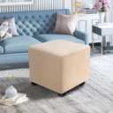 Ottoman Covers Slipcover Square Ottoman Covers Protector for Footrest Foot Stool Furniture Stretch Comfortable Velvet with Elastic Bottom(Size S/Length&Width:13-18"/Height:15-18",Camel)