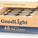 GoodLight Unscented Vegan and Paraffin-Free Tea Light Candles (48 Candles)