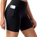 Colorfulkoala Dreamlux No Front Seam High Waist Biker Shorts with Pockets for Women 6" Inseam Tummy Control Yoga Short (Large, Black)