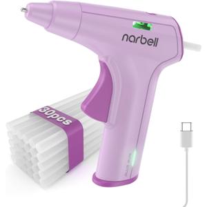Narbell Cordless Hot Glue Gun Kit with 30 Pcs Sticks,Less Drip Nozzle,12s Preheating,2Ah Battery,Auto Shut-Off