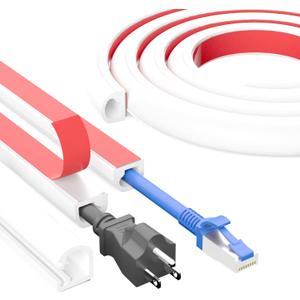 [Upgraded] 118 Inch Cord Hider Wall, Silicone Cable Hiders for TV on Wall, Cord Covers for Wires on Wall, 1 Wire Hider Raceway Cord Cover for Wall Mounted TV Management, W0.59'' H0.47'' White