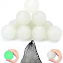 Liliful 10 Pcs Glow in The Dark Dog Toys 2.4 Inch Dog Balls Rubber Glowing Fetch Ball with Net Bag for Puppy Small Medium Dogs