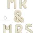 TONIFUL 40 Inch Big Cream White MR & MRS Balloons Large Ivory White Mr and Mrs Foil Letter Banners for Bride Groom Engagement Bachelorette Party Anniversary Couple Sweetheart Party Supplies