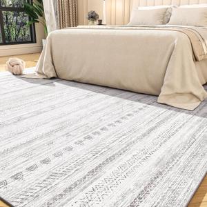 8x10 Area Rugs for Living Room Machine Washable Rug Distressed Indoor Carpet Neutral Moroccan Boho Rug Ultra Soft Area Rug for Bedroom Dining Room Playroom Office, Grey (8' x 10')