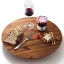 18" Acacia Wood Lazy Susan for Table Top - Wooden Turntable Serving Tray for Charcuterie Boards Cheese Board - Extra Large Round Lazy Susan Organizer - Kitchen Revolution for Countertop (18 Inch)
