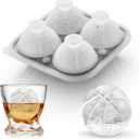 ACOOKEE Silicone Basketball Ice Cube Mold Fun Shapes, Novelty Basketball Gifts, 2.2" Large Craft Round Sphere Ice Ball Molds For Game Day, Whiskey, Cocktails, Bourbon Black