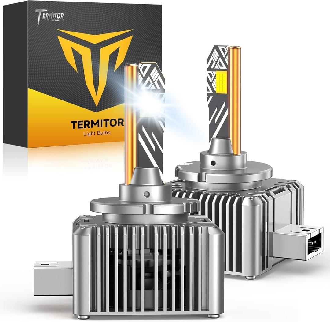 Termitor Latest D3S Bulbs, 50,000LM Ultra Bright, 6500K Cool White, IP68 Waterproof, 1:1 D3S Original HID Size Direct for 66340 42403 42302 HID Assembly, No Adapter Required, Easy Install, Pack of 2