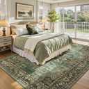 8x10 Green Brown Large Area Rugs for Living Room, Boho Washable Rug