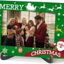 2 x Qiwog Merry Christmas Picture Frame, Winter Holiday Decorations Holiday Gifts, Santa Theme Photo Frame Signs, Wooden Tabletop Photo Frame With Stand, Christmas Frame Gifts for Family Friends-C07