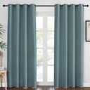 NICETOWN Blackout Greyish Blue Curtains & Drapes for Living Room - Thermal Insulated Solid Grommet Sound Reducing Energy Saving Window Treatments for Porch/Hall, 1 Panel, W52 x L84